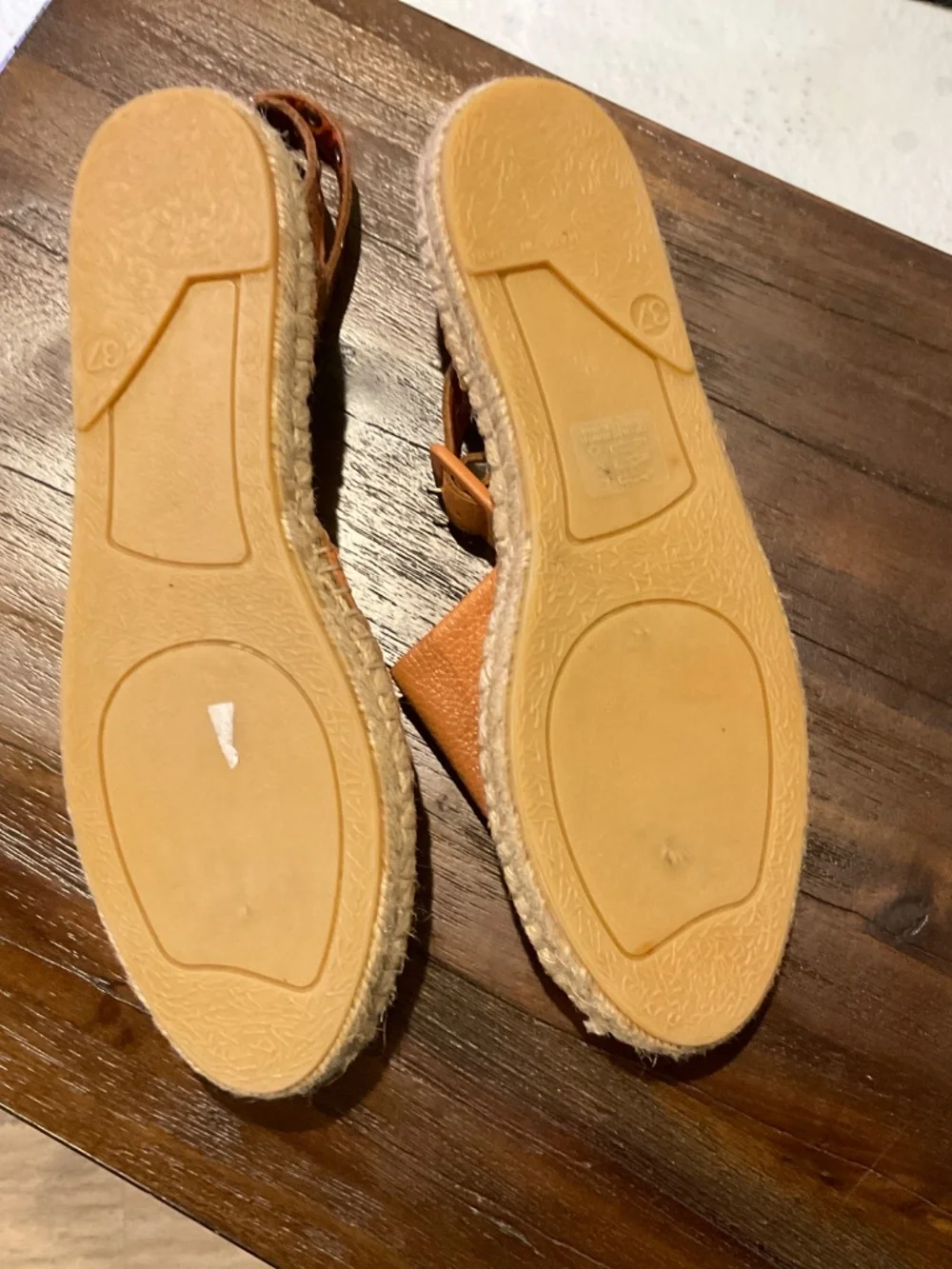Paula Torres Ava Peach/Tan Leather Espadrilles Size EU 37/ US 6.5/7